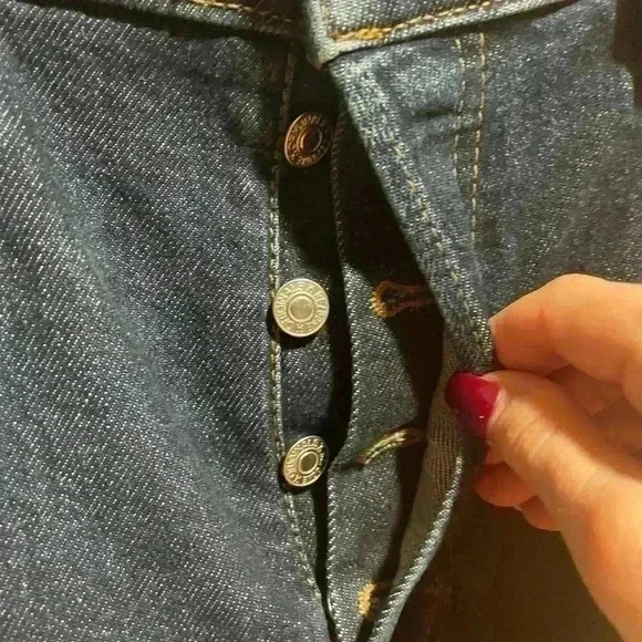 New ReDone 90s High Rise Button Fly Ankle Crop Denim Jeans Dark Wash Size 29 - Picture 8 of 10